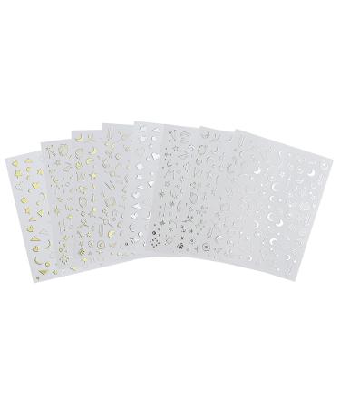 8 Sheets Metallic 3D Nail Art Stickers - Stars, Moon, Planets, Self-Adhesive Decals for DIY Manicure - Buy Online on GoSupps.com