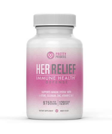 Pretty Privates Premium HRP Supplement - Her Relief - Advanced Immune Support Supplement for Adults - Medication for HRP, Cold Sore and Shingles Relief Care - with Zinc and L-Lysine - 120 Capsules