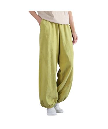 Lovely Nursling Wide Leg Pants for Women, Women's Casual Loose Elastic High Waisted Pants Comfy Trouser Ob1-a-green XX-Large
