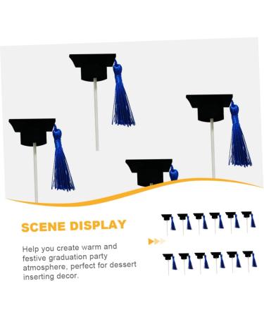Cabilock 12pcs Graduation Season Card Graduation Hat Cake Topper Graduation Party Decoration Mini Cake Food Decor 2022 Grad Dessert Picks Graduation Hat Cupcake Topper Tassel Insert Card Blue 10X3.8X3.8CM - Buy Online on GoSupps.com