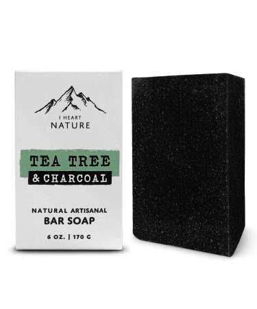 iHeart Tea Tree Charcoal Soap - Rich Creamy Lather  Nourishing and Gentle for All Skin Types - Gentle Exfoliant  Deep Hydration - Last 3x Longer (Large 6 Ounce) Tea Tree & Charcoal