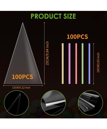 100 Pcs Clear Cone Bags Sweets Cellophane Treat Bag for Baking Candy Cookie Displaying Wrapping Halloween Triangle Goody Bags OPP Treat Bags Sweet Party Gift Bags (13x25) - Buy Online on GoSupps.com