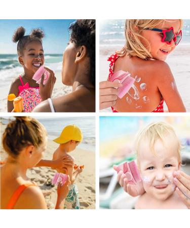 Kids Sunscreen Applicator Set - 4 Pack Soft Bristle Brushes with Covers & Cleaning Pads - Pink Sunblock Tools for Easy Application - Buy Online on GoSupps.com