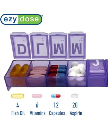EZY DOSE 7-Day Pill Organizer | Vitamin Planner & Medicine Box | Easy Pill Removal with Large Compartments | Spanish Imprints Available - Buy Online on GoSupps.com