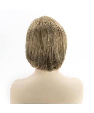 Short Blonde Pixie Bob Wig with Bangs - Layered Straight Bob Wig for White Women - Heat Resistant Synthetic Hair - Buy Online on GoSupps.com