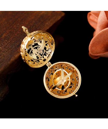 Vintage Cage Locket Pendant | Brass Hollow Round Aromatherapy Essential Oil Diffuser Charm for DIY Jewelry Making - Golden - Buy Online on GoSupps.com