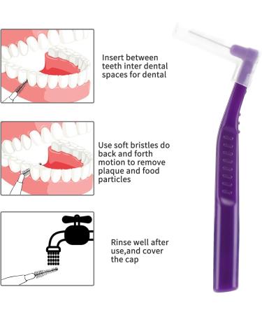 Buy Prasacco 25-Piece Interdental Brushes - 1mm L-Shaped Portable Non-Slip Handle for Effective Tooth Cleaning & Oral Care (Purple) - Buy Online on GoSupps.com
