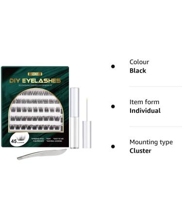 Lanciley Individual Lashes DIY Extension Kit | 45 Pcs 5 Styles | Natural Fluffy Wispy False Eyelashes | C CC D Curl Cluster Lashes | with Glue & Tweezers - Buy Online on GoSupps.com