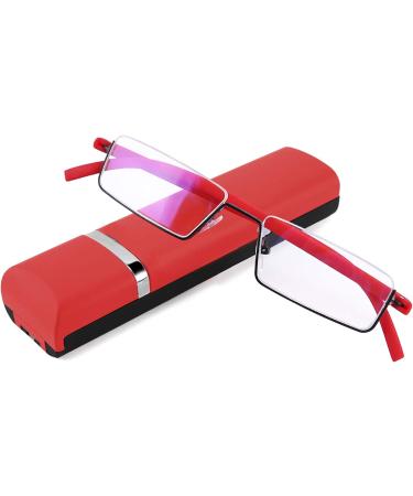 Half Frame Blue Light Blocking Reading Glasses TR90 Rim Readers with Case - Lightweight Unisex Design (Red, 1.0x) - Buy Online on GoSupps.com