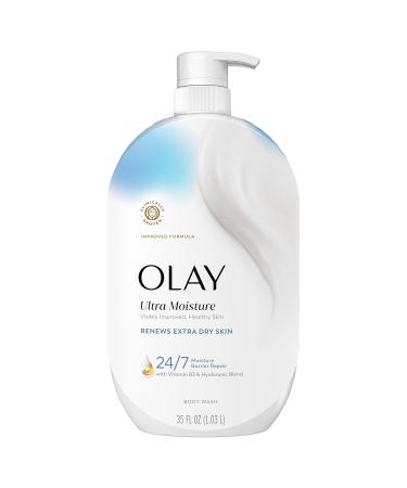 Olay Body Wash for Women Ultra Moisture Renews Extra Dry Skin 24/7 Moisture Barrier Repair Hydrating Formula for Visibly Healthy Soft Skin Vitamin B3 & Hyaluronic Blend All Skin Types 35 fl oz - Buy Online on GoSupps.com