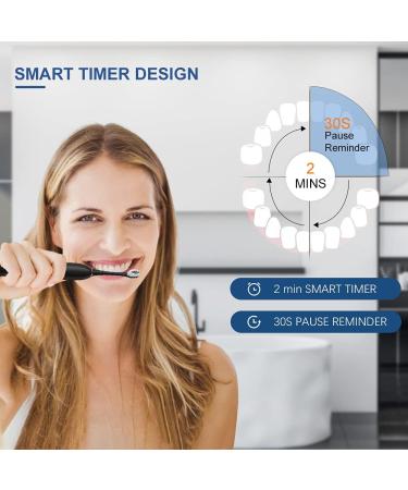 2 Pack Rechargeable Electric Toothbrushes for Adults and Kids - Sonic Whitening Tooth Brush with 8 Heads, 6 Modes, Smart Timer, Waterproof - Black/White Set - Buy Online on GoSupps.com