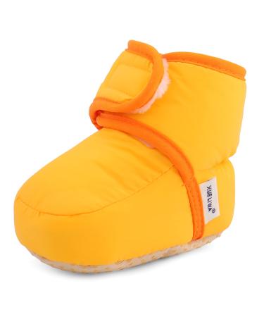 LACOFIA Baby Boys Girls Anti-Slip Soft Sole Winter Warm Slipper Boots Infant Crib Shoes 6-12 Months Yellow - Buy Online on GoSupps.com
