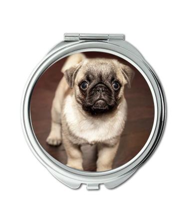 Mirror Compact Mirror Pug Puppy Dog Animal Cute pocket mirror portable mirror