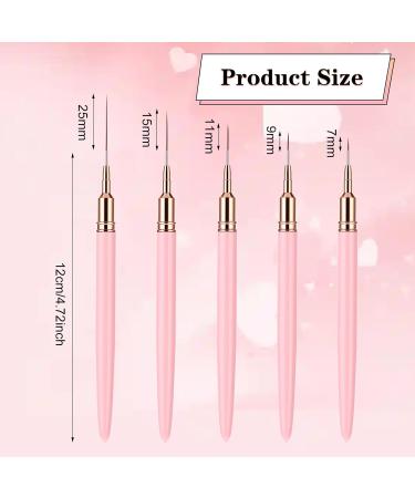 WLLHYF 5Pcs Pink Nail Art Liner Brushes Painting Nail Art Brushes for Long Lines Details Fine Drawing Nail Dotting Drawing Tool Set 7mm/9mm/11mm/15mm/25mm(Pink - Buy Online on GoSupps.com
