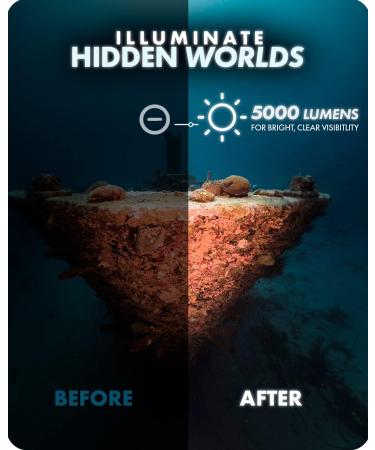 Movo LED-WP5K Ultra-Bright Waterproof 5000 Lumen Underwater LED Light with Extension Arm - Ideal for Scuba and Snorkeling - Action Camera Light for Underwater Photo and Video - Buy Online on GoSupps.com
