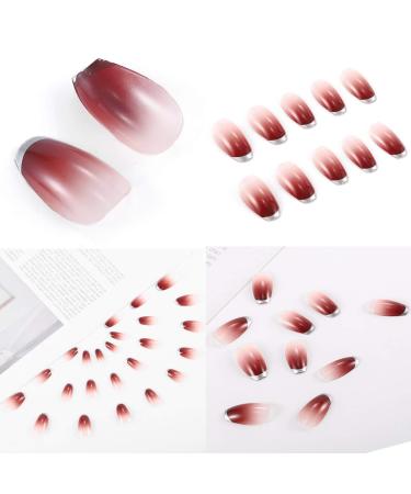 Sethexy Glossy Ballerina French False Nails - Hell-Pink Long Complete Cover - Salon Art Design - 24 False Fingernails for Women & Girls - International Shipping - Buy Online on GoSupps.com