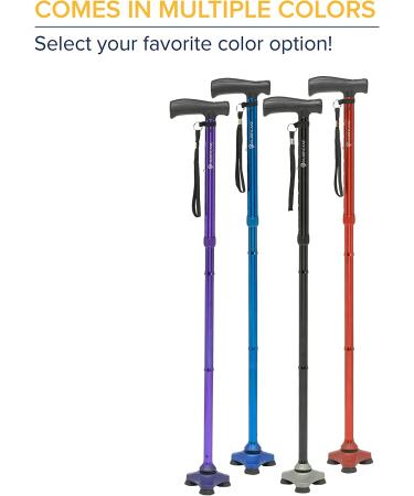 HurryCane Freedom Edition Foldable Walking Cane - T Handle, Black - Buy Online on GoSupps.com