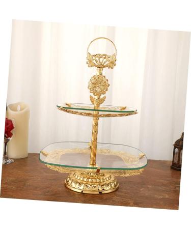 Alipis European Style Fruit Plate Food Tray Decor Cake Stand Golden Tea Table Fruit Plates Desk Child Glass - Buy Online on GoSupps.com