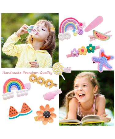 28 Colorful Sweet Hair Clips for Girls | Fashionable Floral & Fruit Hair Accessories | Cute Animal & Dessert Styles | Non-Slip Metal Buttons - Buy Online on GoSupps.com