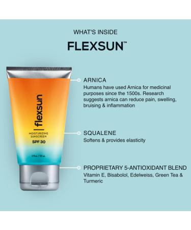 FlexSun Moisturizing Sunscreen SPF 30 - Lightweight Scent Free & Broad Spectrum Protection | Infused with Botanicals & Squalene 2 oz - Buy Online on GoSupps.com