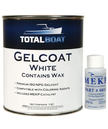 TotalBoat-14409 Marine Gelcoat for Boat Building, Repair and Composite Coatings (White, Quart with Wax) Quart With Wax White