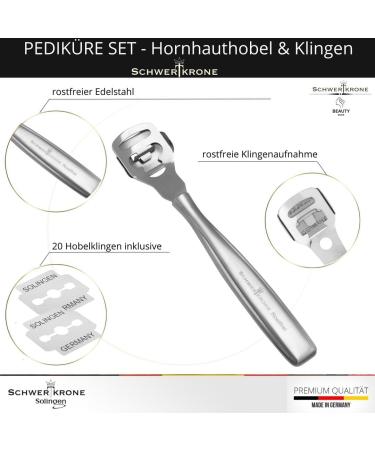Schwertkrone Stainless Steel Callus Plane - 20 Replacement Blades | Premium Solingen Foot Care Tool - Buy Online on GoSupps.com