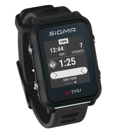 Sigma Sport Id.tri GPS triathlon watch with training and competition features navigation smart notifications light and waterproof including bicycle bracket black basic