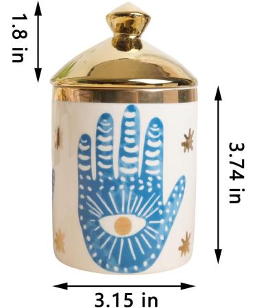 Big Eye Aromatherapy Candle Jar With Lid Ceramic Makecup Cotton Swab Holder Home Deocrative Bottler Home Fireplace Kitchen Dining Decor For Living Room Knick Knacks Candle Holder (Hand) - Buy Online on GoSupps.com
