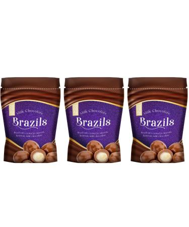 3PK x 140g - Milk Chocolate Brazil Nuts - Perfect Snack And Very Moreish - Chocolate Boxes Gifts - Suitable For Vegetarians - Stocking Filler Chocolates Candies - For Women Men & Kids