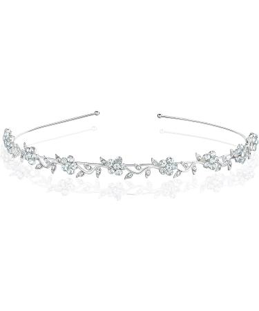 Women's Wedding Crystal Bridal Flower & Leaves Crown Headband Tiara - Elegant Headdress - Buy Online on GoSupps.com