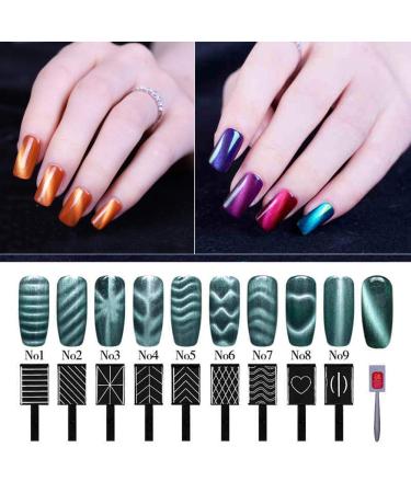 Rotekt 9Pcs 3D Cat Eye Magnetic LED Soak Off UV Gel Nail Art Tools - Professional Manicure Set for Stunning Nails - Buy Online on GoSupps.com