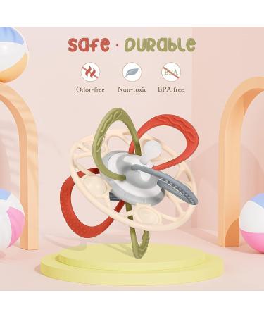 Zooawa Baby Teether - BPA-Free Silicone Sensory Toy for Teething Relief | Rattles & Chew Toy for 3-6 Months+ - Easy-to-Hold Beige - Buy Online on GoSupps.com