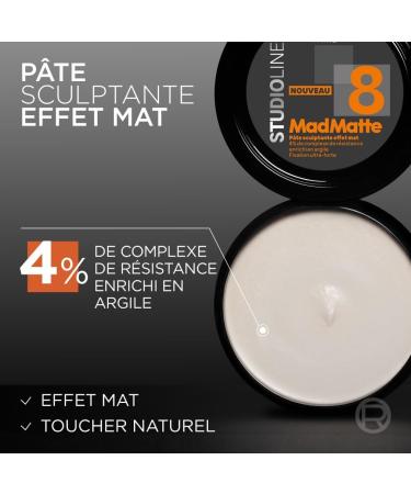 L'Or al Paris - Mad Matte P te Sculptante Cheveux Homme - Effet Mat & Tenue 24h - Fixation Ultra Forte - Complexe R sistance l Argile - Tous Types de Cheveux - Studio Line - Buy Online on GoSupps.com