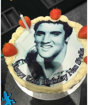 Personalised Elvis Cake Topper - Edible Icing or Wafer paper - 7.5" Round - Buy Online on GoSupps.com