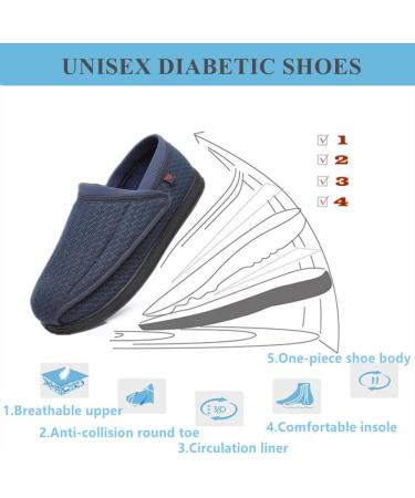 Extra Wide Diabetic Slip-On Shoes for Swollen Feet - Lightweight Breathable Adjustable Walking Shoes for Men (Dark Blue Size 11 - Buy Online on GoSupps.com