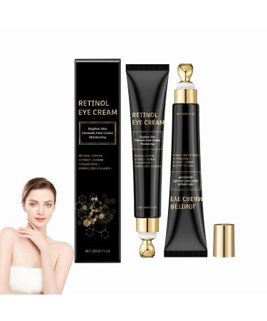 Retinol Eye Cream with cooling roller antiaging eye cream deep effect against wrinkles lightening and firming reduces dark circles under the eyes reduces bags under the eyes for men and 2 pieces 1ml 1er Pack
