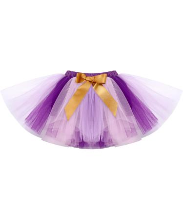 FYMNSI Baby Girl 1st Birthday Outfit Flower Printed Romper Tutu Skirt Crown Headband Set - Purple - Buy Online on GoSupps.com