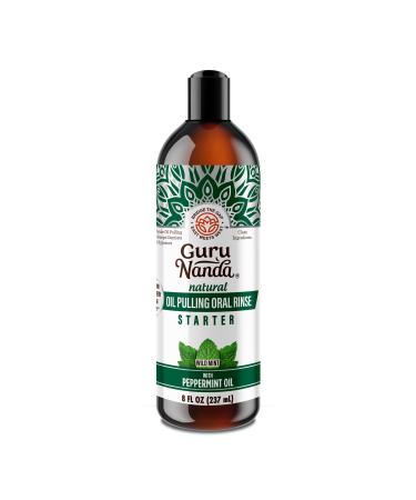 GuruNanda Starter Pulling Oil Mouthwash for Natural Teeth Whitening Coconut and Peppermint Oil for Fresh Breath & Happy Gums Alcohol-Free 8 Oz 8 Fl Oz (Pack of 1)