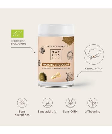 Matcha & CO Chocolate Matcha Tea (80g) 100% Organic Ceremonial Grade | Tea with Cocoa Powder | Organic Green Tea from Japan  - Buy Online on GoSupps.com