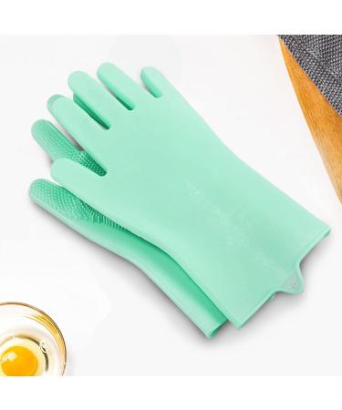 KEMOO Reusable Silicone Dishwashing Gloves with Scrubber - Heat Resistant Gloves for Kitchen, Bathroom, and Pet Care (Green) - Buy Online on GoSupps.com