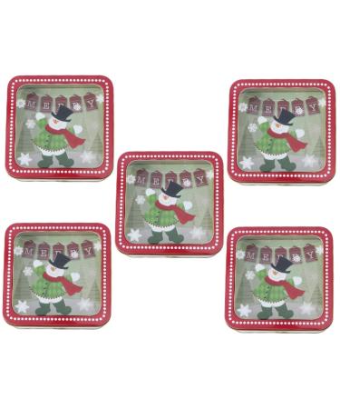 NUOBESTY 5 Pcs Christmas Tin Box Christmas Sto Christmas Cookie Tins The Christmas Tins Empty Snack Film
