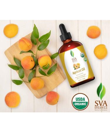 SVA ORGANICS Apricot Oil 4 Oz - USDA Organic, 100% Pure Cold Pressed Carrier Oil for Skin, Hair, Body - Premium Therapeutic Grade Oil - Buy Online on GoSupps.com