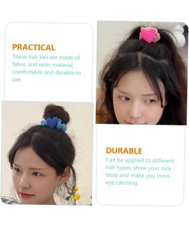 FRCOLOR Girl Hair Ties Heart Ruffled Hair Tie Heart Charm Hair Tie hair Women Scrunchies hair ties for girls scrunchies for women Ponytail Holders women's sweet cloth hair - Buy Online on GoSupps.com