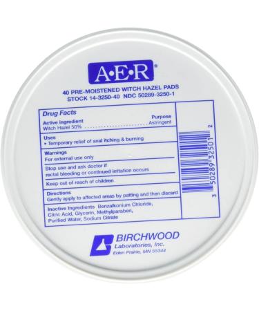 Birchwood Laboratories A-E-R Pre-Moistened Witch Hazel Pads (120ct, Set of 3) - Buy Online on GoSupps.com