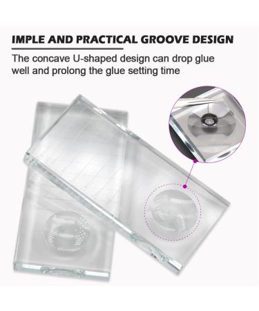 2-in-1 Eyelash Extension Crystal Pallet Glass Tray Set - False Lashes Stand & Nail Art Holder (3Pcs) - Buy Online on GoSupps.com