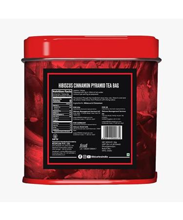 BLUE TEA - Hibiscus Cinnamon Herbal Tea - 36 Tea Bags (Pack of 2) | CAFFEINE FREE | Tangy & Spicy Tea | Gluten Free - Tin Pack - Buy Online on GoSupps.com