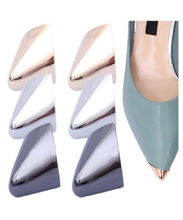 Metal Shoes Pointed Protector Solid Color High Heels Toe Cap Elegant High Heels Tip Cover Durable Shoes Tips Cap for Shoes Protection Repair Decoration 3 Pairs Style 23