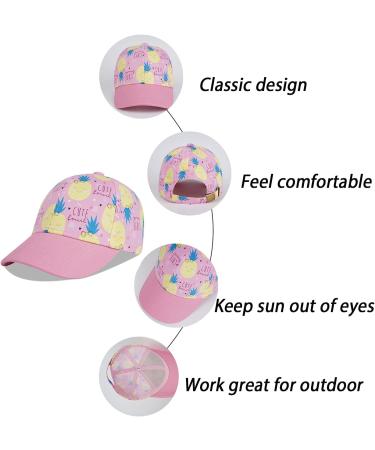 LANGZHEN Kids Cotton Baseball Cap Hat - Adjustable Sun Hat for Girls Boys - S Pink Pineapple - Buy Online on GoSupps.com