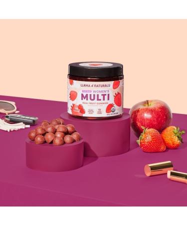 Llama Naturals Men and Women Multivitamin Vegan Organic Gummies with Vitamin D C and K Real Fruit Gummy Vitamins Chewable Multivitamin Supplement Strawberry 120 Ct - Buy Online on GoSupps.com