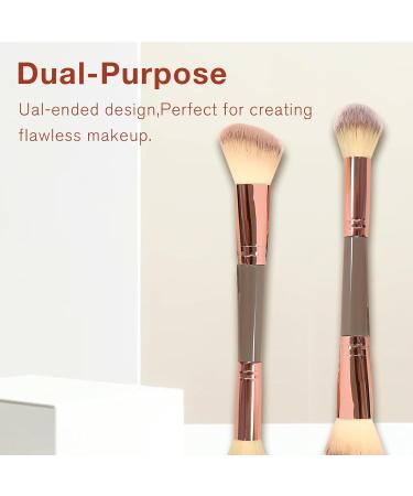 Double-Ended Foundation Makeup Brush - Angled & Round Top for Liquid Powder & Cream Blending | International Shipping Available - Buy Online on GoSupps.com